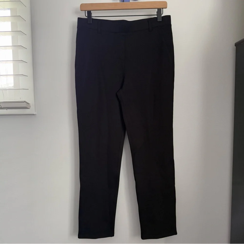 Quince Medium Petite Ultra Stretch Ponte‎ Straight Leg Pants Black Office Career